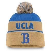 Men's Jordan Brand Blue/Khaki UCLA Bruins Primetime Peak Cuffed Knit Hat with Pom