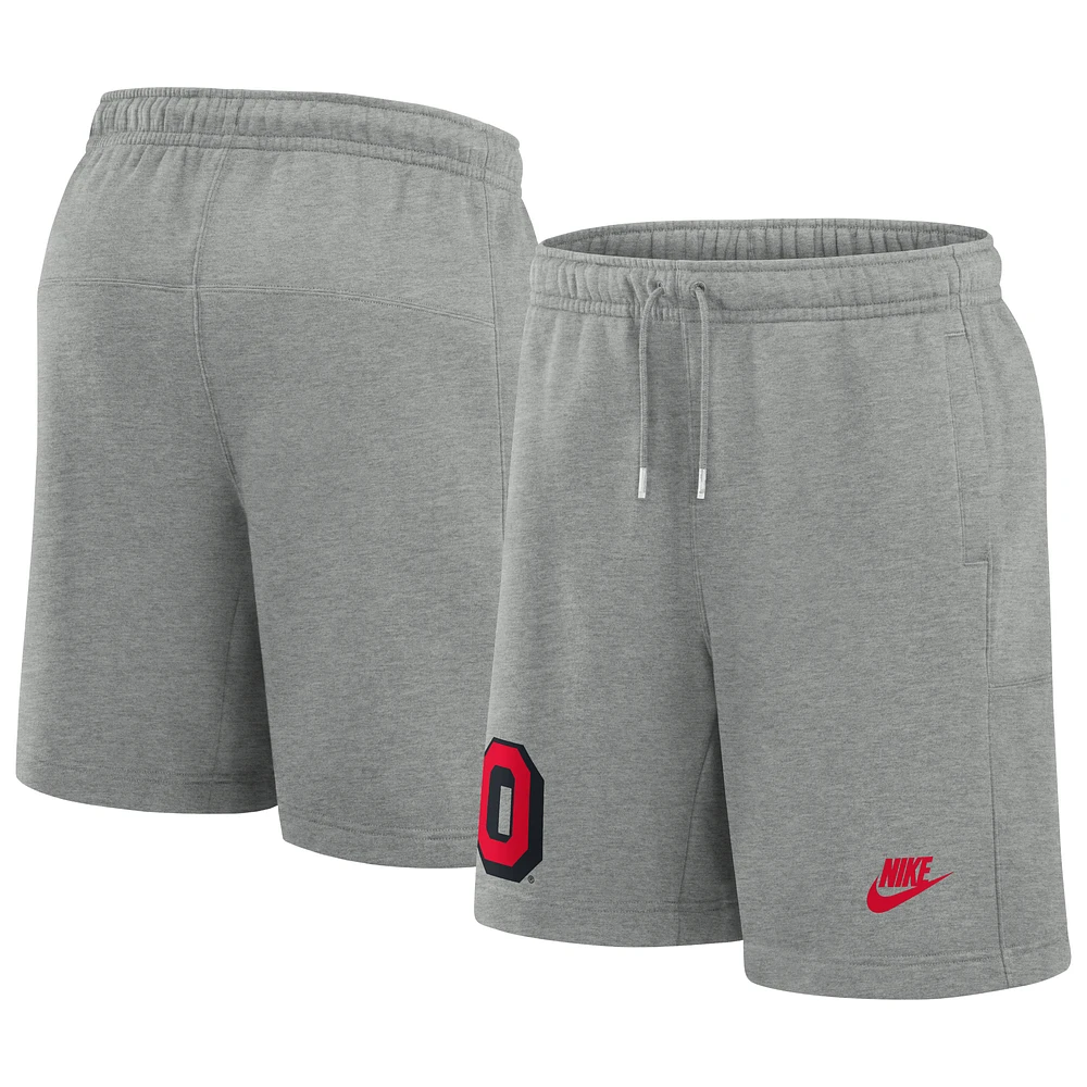 Men's Nike Heather Gray Ohio State Buckeyes Legacy Essential Fleece Shorts