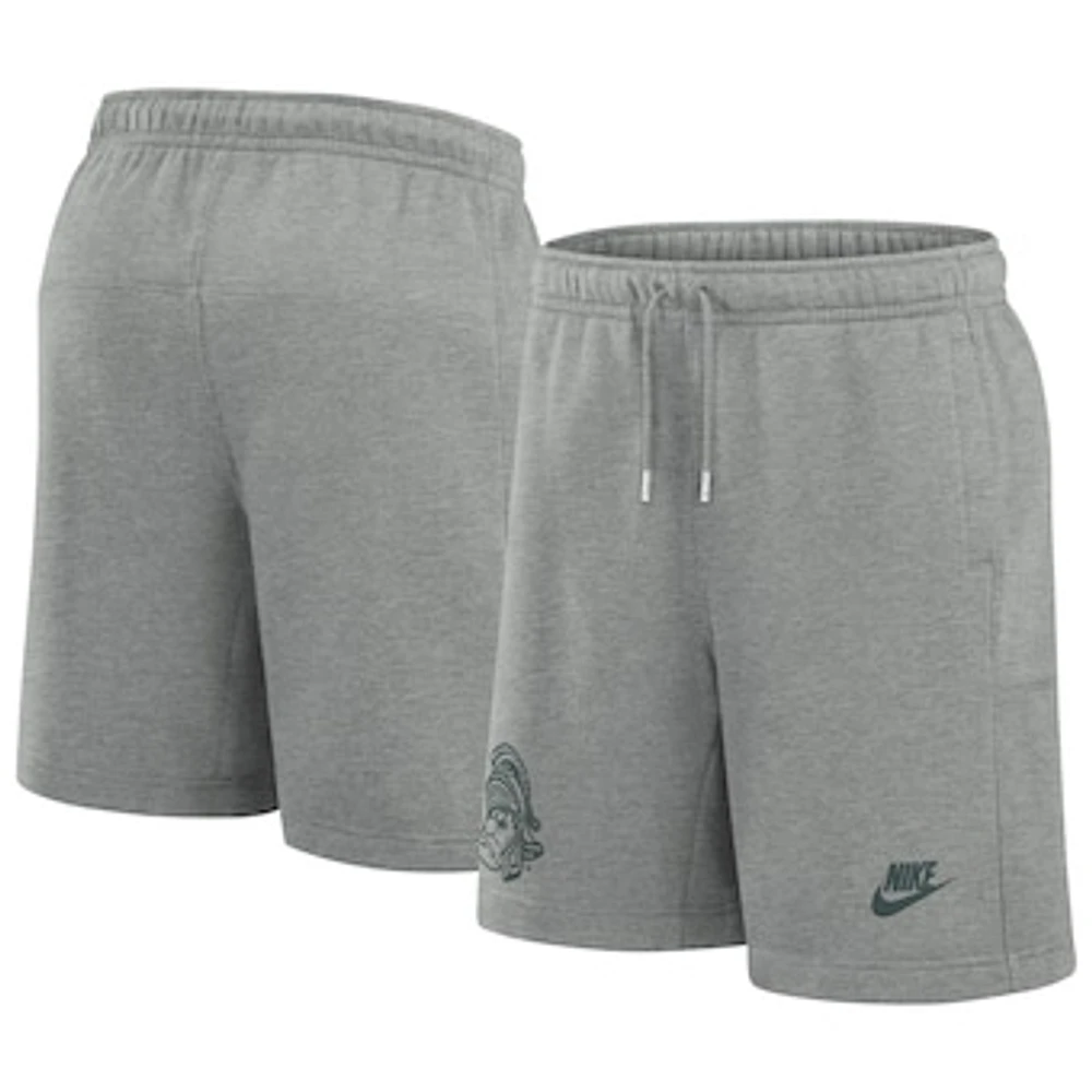 Men's Nike Heather Gray Michigan State Spartans Legacy Essential Fleece Shorts