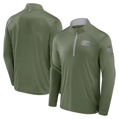 Men's Fanatics Olive Florida Gators OHT Military Appreciation Defender Quarter-Zip Jacket