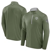 Men's Fanatics Olive Texas A&M Aggies OHT Military Appreciation Defender Quarter-Zip Jacket