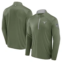 Men's Fanatics Olive Texas Longhorns OHT Military Appreciation Defender Quarter-Zip Jacket