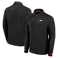 Men's Formula 1  Black Iconic Raglan Long Sleeve Quarter-Zip Polo