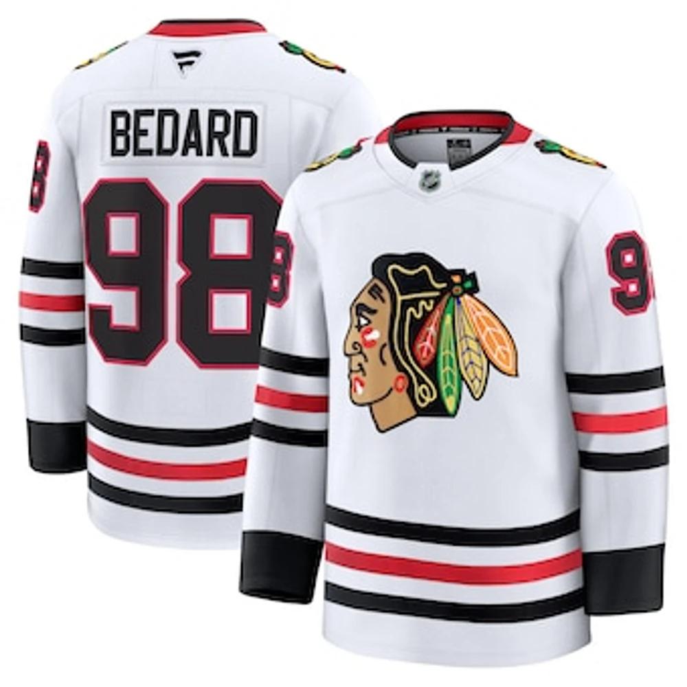 Men's Fanatics Connor Bedard White Chicago Blackhawks Away Premium Jersey