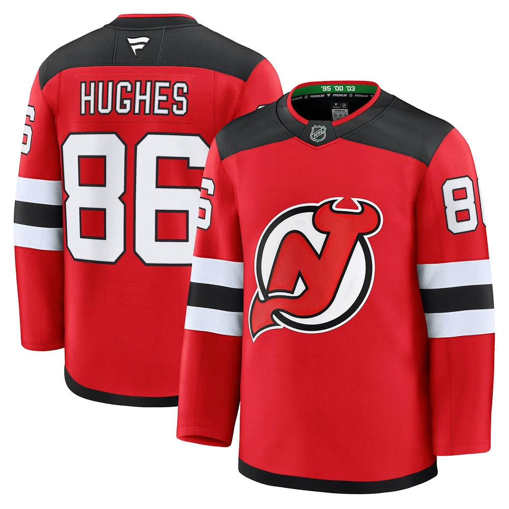 Men's Fanatics Jack Hughes Red New Jersey Devils Home Premium