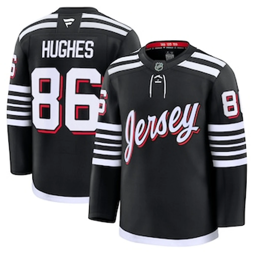 Men's Fanatics Jack Hughes Black New Jersey Devils Alternate Premium