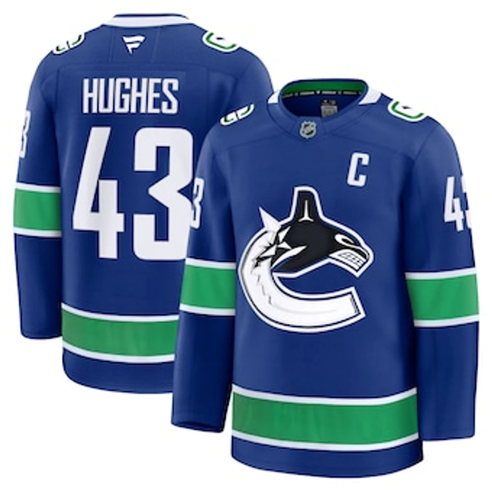 Men's Fanatics Quinn Hughes Blue Vancouver Canucks Home Premium Player Jersey