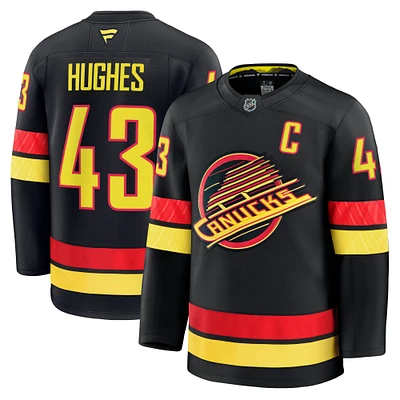 Men's Fanatics Quinn Hughes Black Vancouver Canucks Alternate Premium Player Jersey