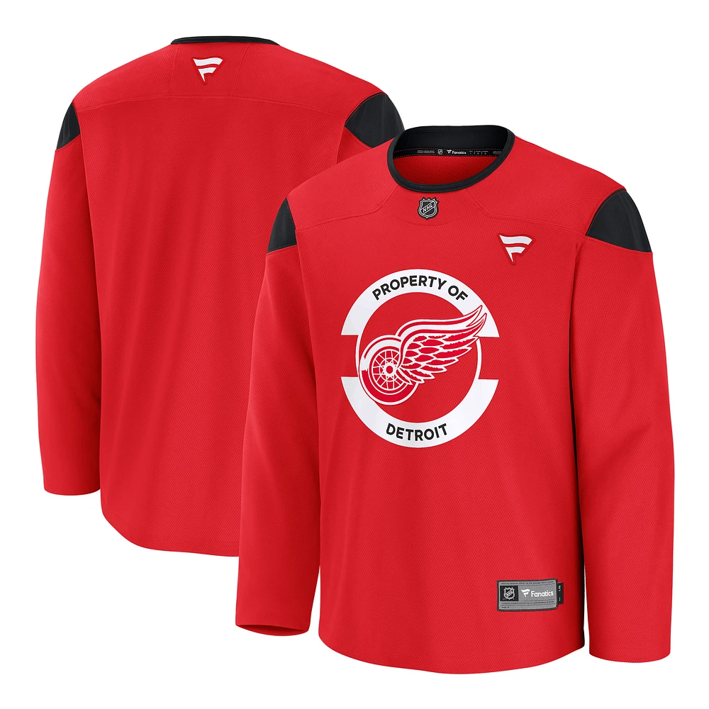 Men's Fanatics Red Detroit Wings Home Practice Jersey