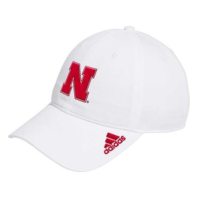 Men's adidas White Nebraska Huskers Locker Room Logo Slouch Adjustable Hat