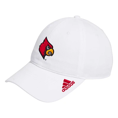 Men's adidas White Louisville Cardinals Locker Room Logo Slouch Adjustable Hat