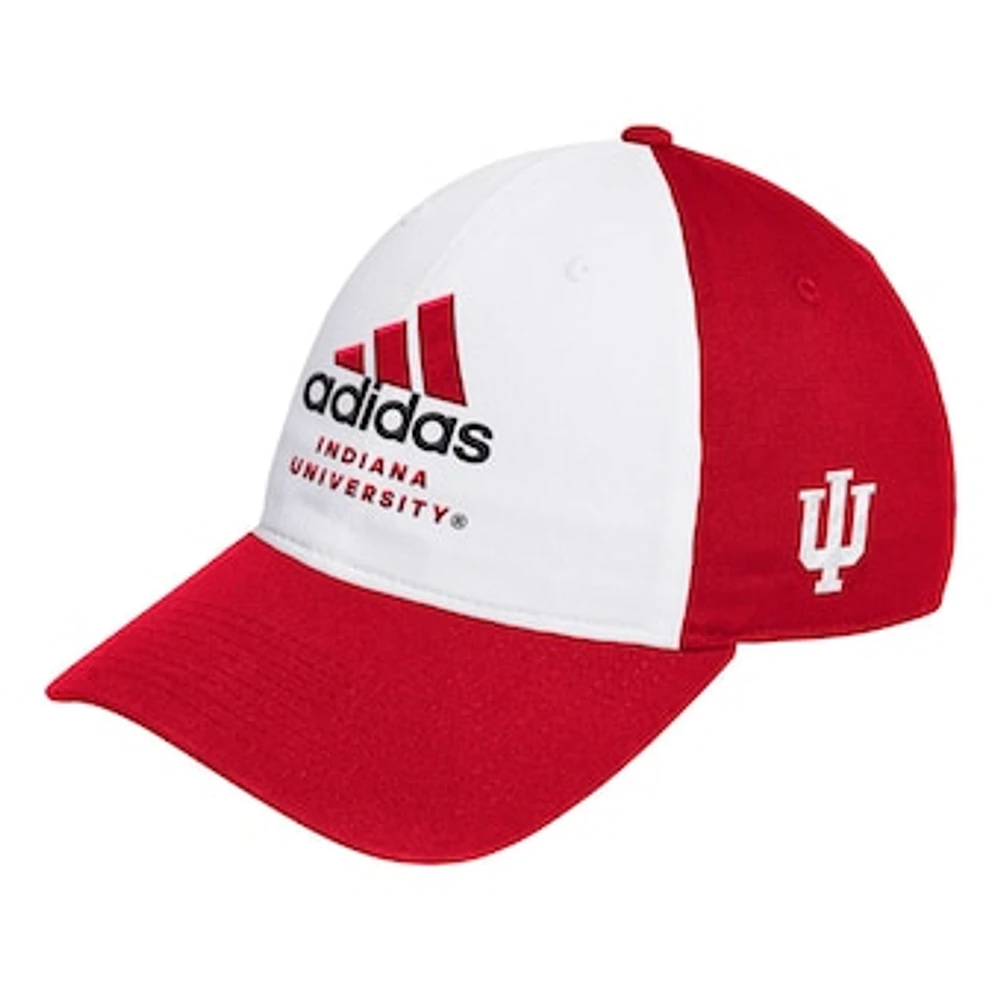 Men's adidas White/Crimson Indiana Hoosiers Slouch Adjustable Hat