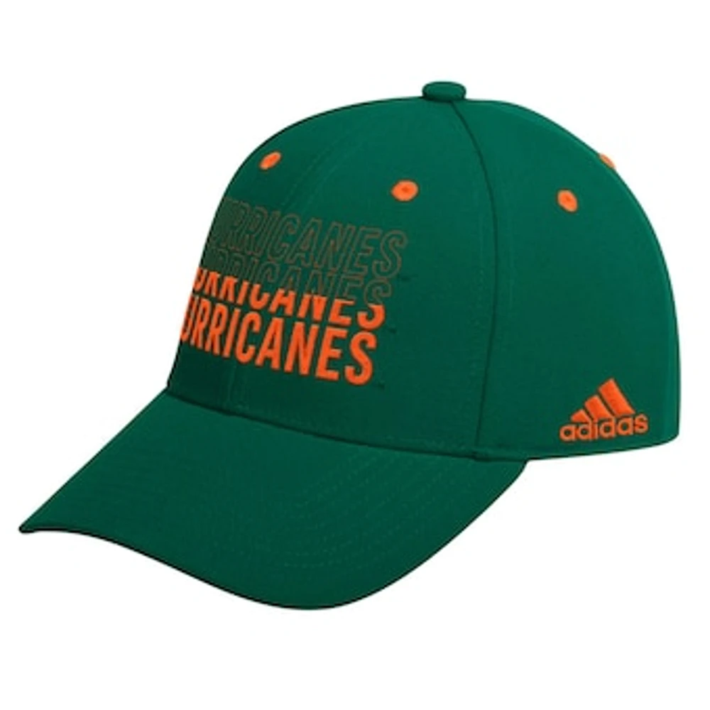 Men's adidas Green Miami Hurricanes Seasonal Half Font Adjustable Hat