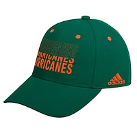 Men's adidas Green Miami Hurricanes Seasonal Half Font Adjustable Hat