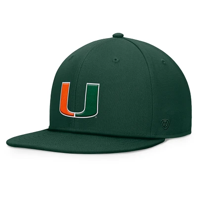 Men's Top of the World Green Miami Hurricanes Fundamental Snapback Hat