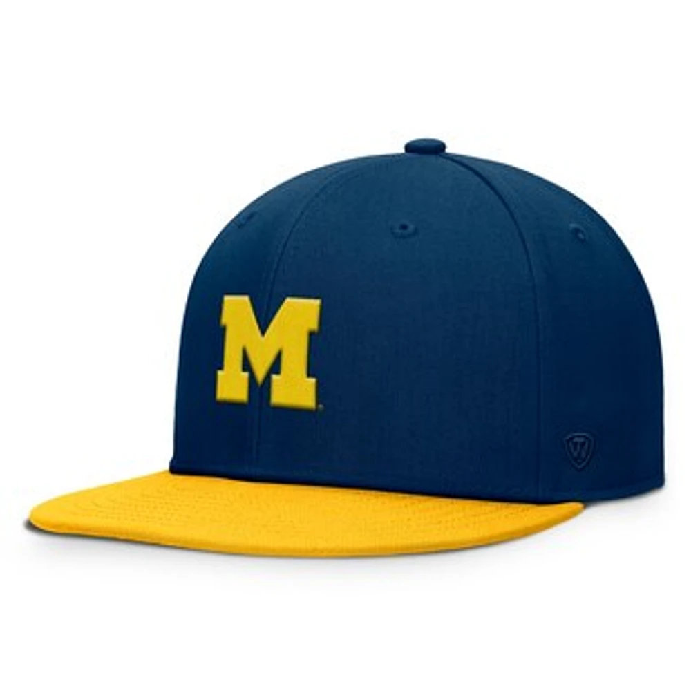 Men's Top of the World Navy Michigan Wolverines Fundamental Snapback Hat