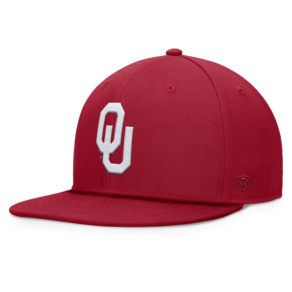 Men's Top of the World Crimson Oklahoma Sooners Fundamental Snapback Hat