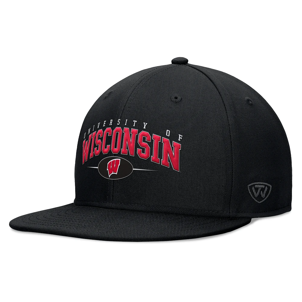 Men's Top of the World Black Wisconsin Badgers Bullpen Snapback Hat