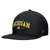 Men's Top of the World Black Michigan Wolverines Bullpen Snapback Hat