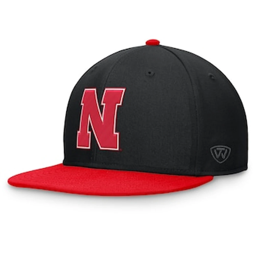 Men's Top of the World Black/Scarlet Nebraska Huskers Rally Two-Tone Fitted Hat