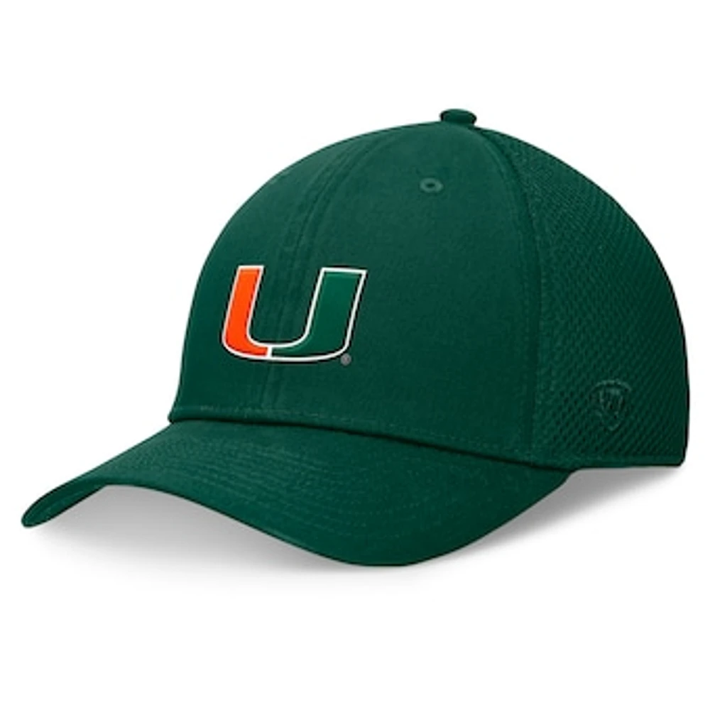 Men's Top of the World Green Miami Hurricanes Spacer Flex Hat