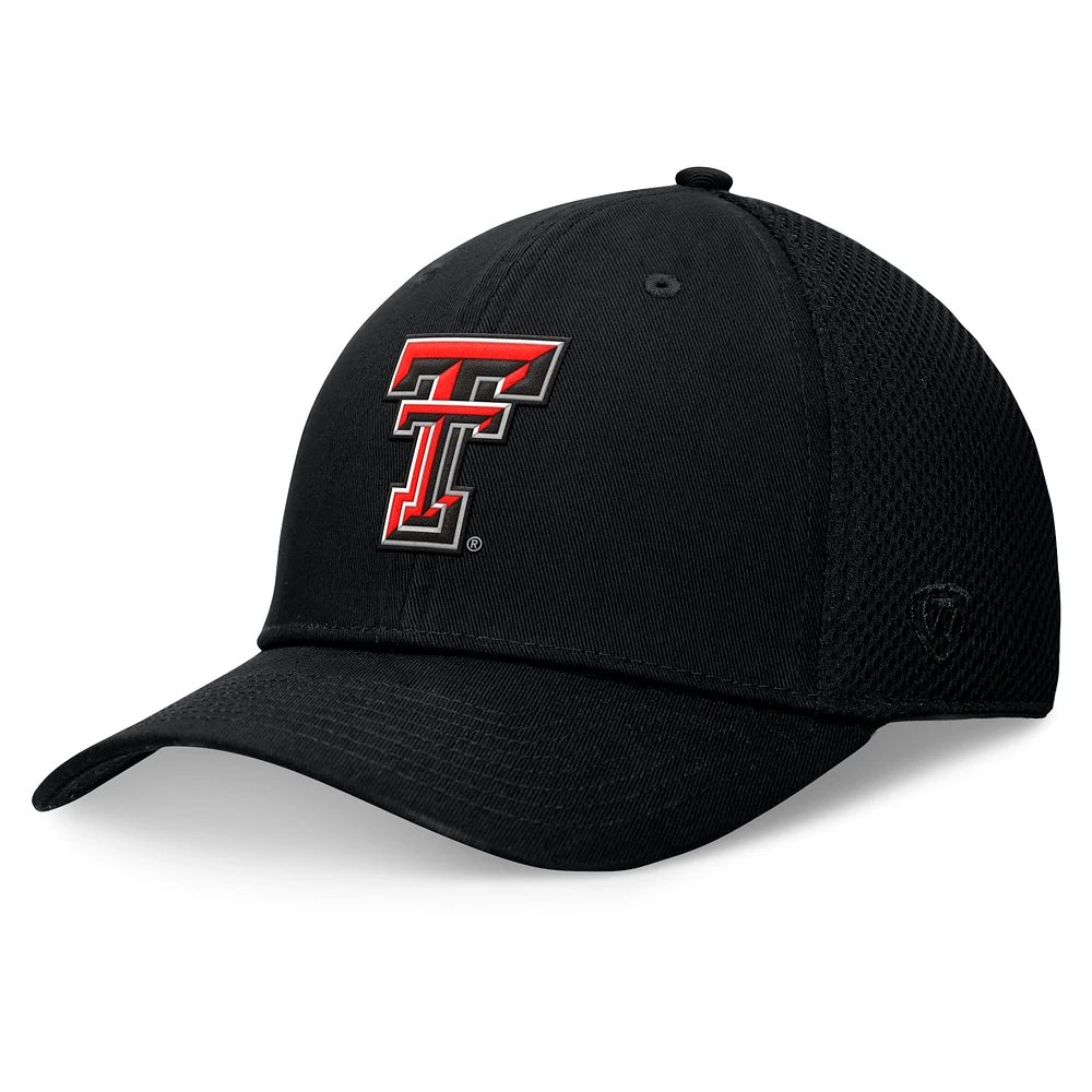 Men's Top of the World Black Texas Tech Red Raiders Spacer Flex Hat