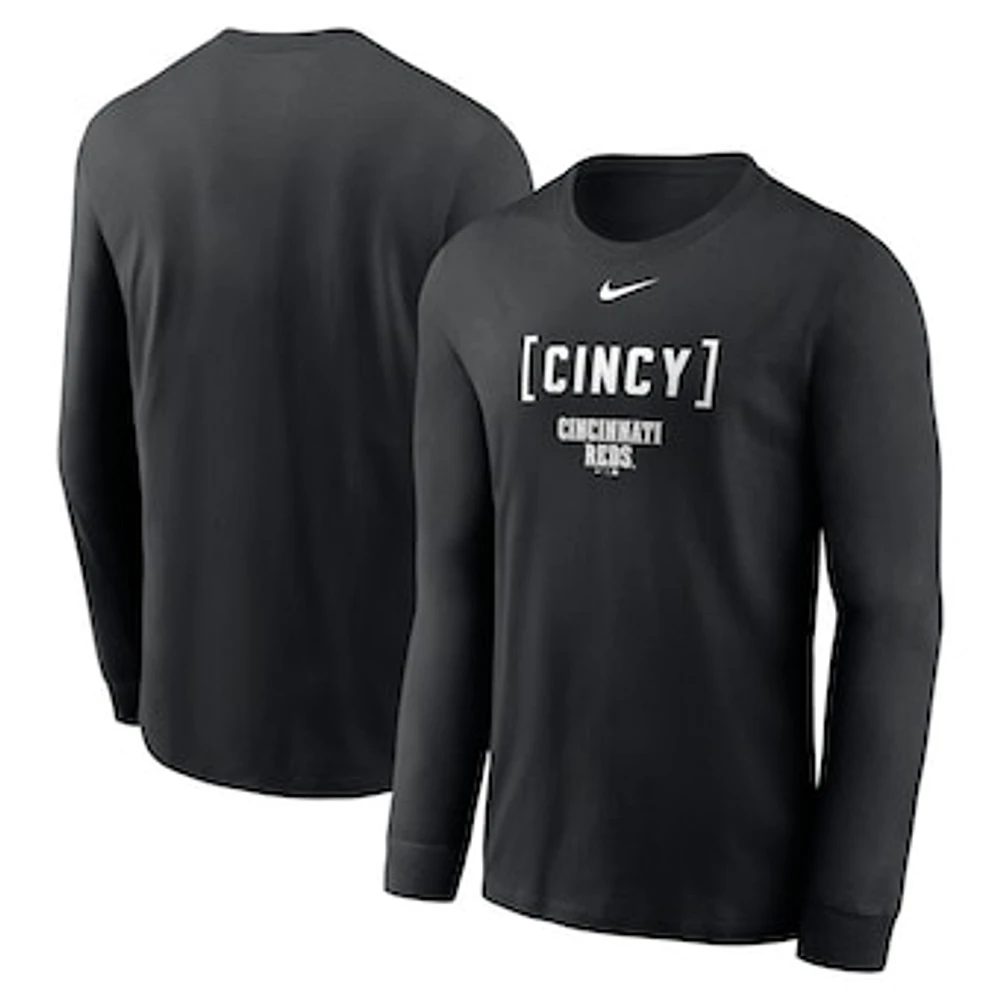 Men's Nike Black Cincinnati Reds Local Nickname Long Sleeve T-Shirt