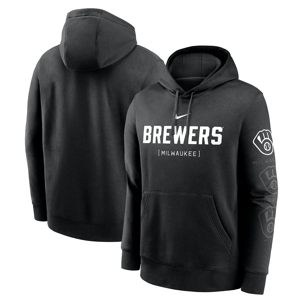 Men's Nike Black Milwaukee Brewers Fashion Club Pullover Hoodie