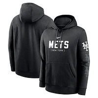 Men's Nike Black New York Mets Fashion Club Pullover Hoodie