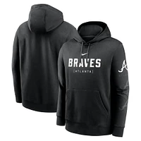 Men's Nike Black Atlanta Braves Fashion Club Pullover Hoodie