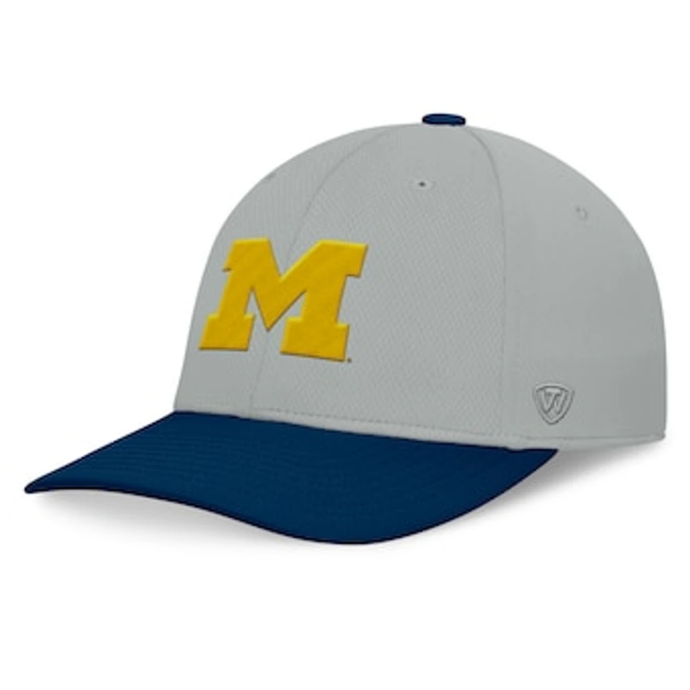 Men's Top of the World  Gray/Navy Michigan Wolverines Mick Flex Hat