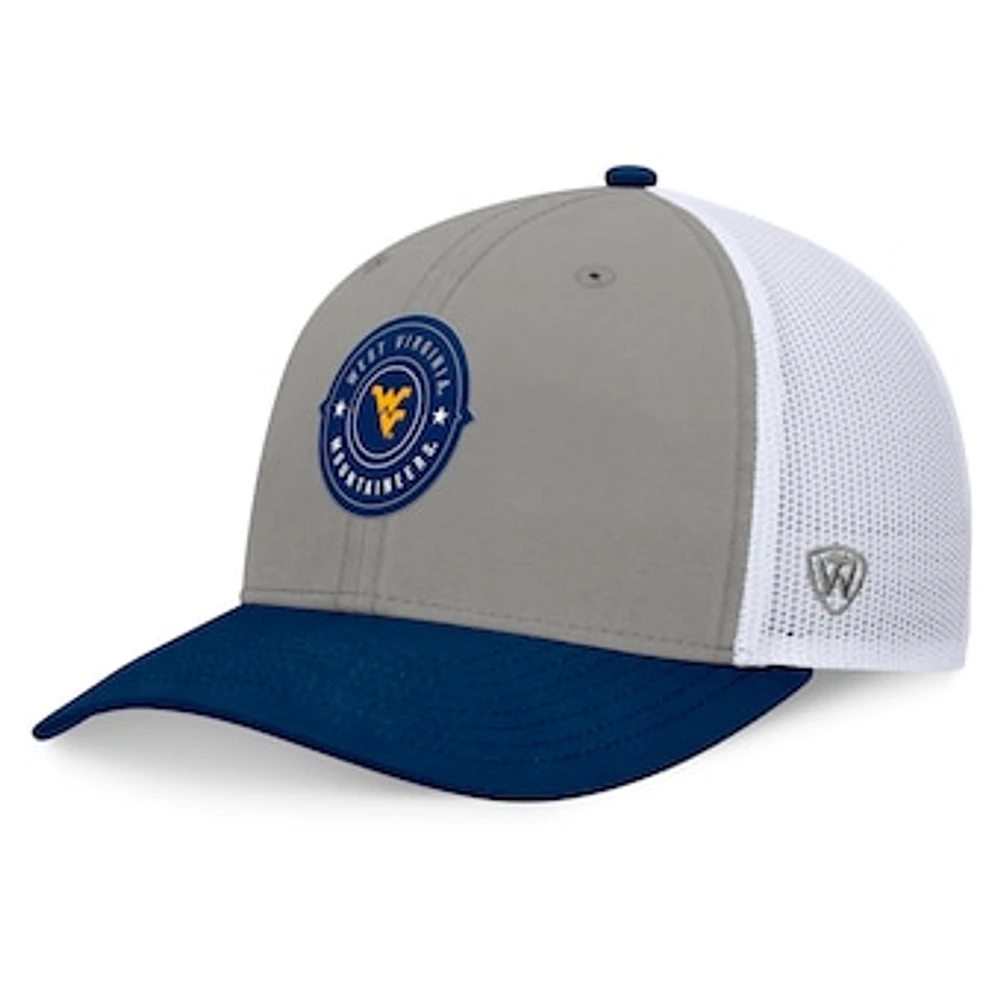 Men's Top of the World Gray/Navy West Virginia Mountaineers Rob Trucker Adjustable Hat