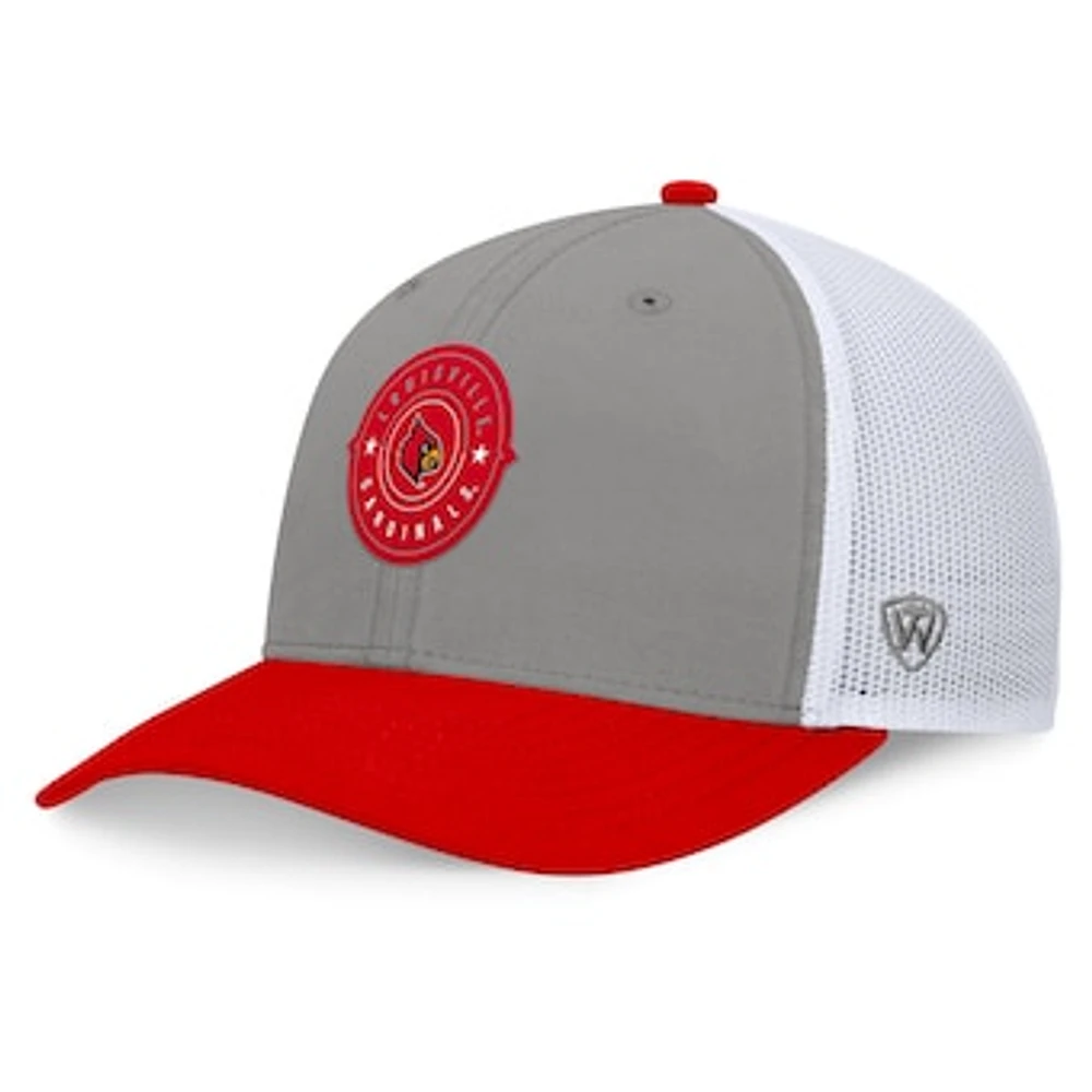 Men's Top of the World Gray/Red Louisville Cardinals Rob Trucker Adjustable Hat