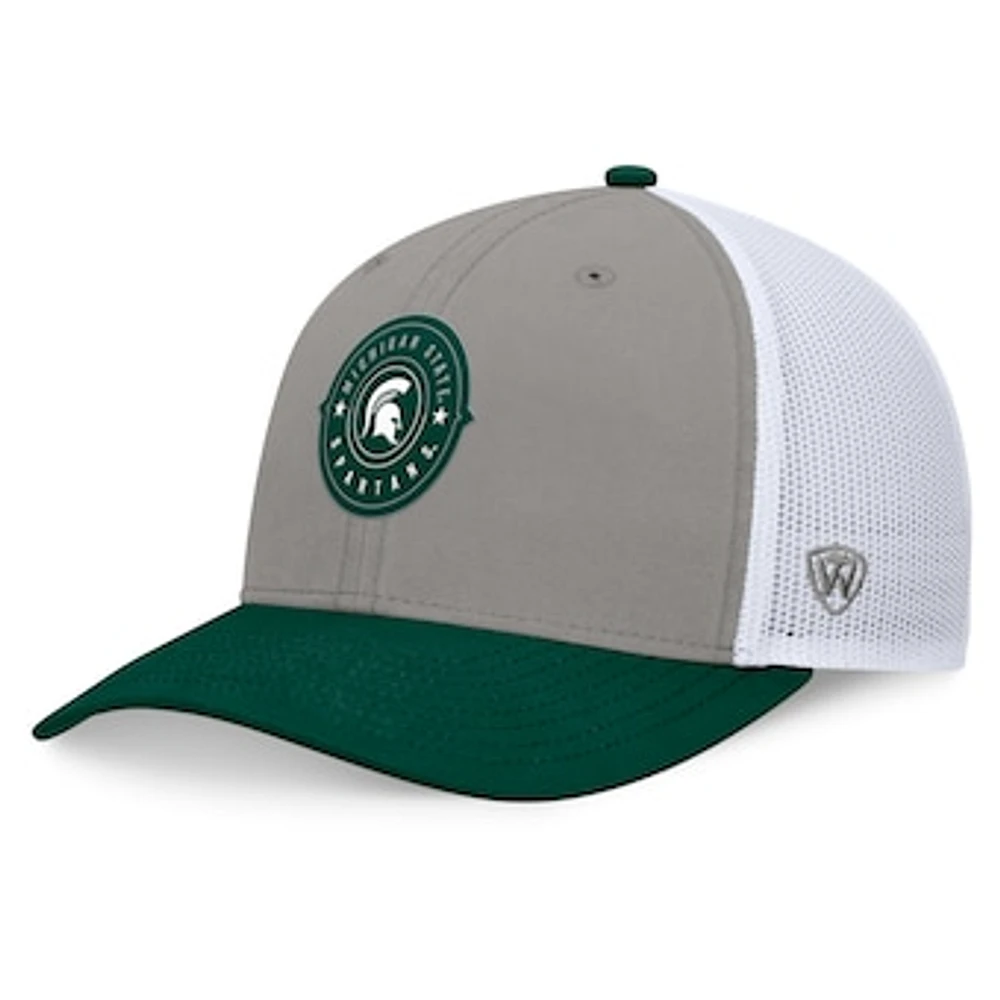 Men's Top of the World Gray/Green Michigan State Spartans Rob Trucker Adjustable Hat