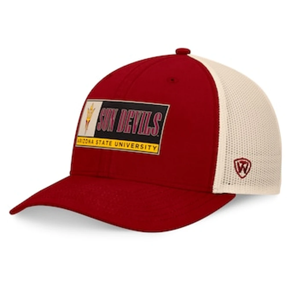 Men's Top of the World Maroon/Natural Arizona State Sun Devils Bennett Trucker Adjustable Hat