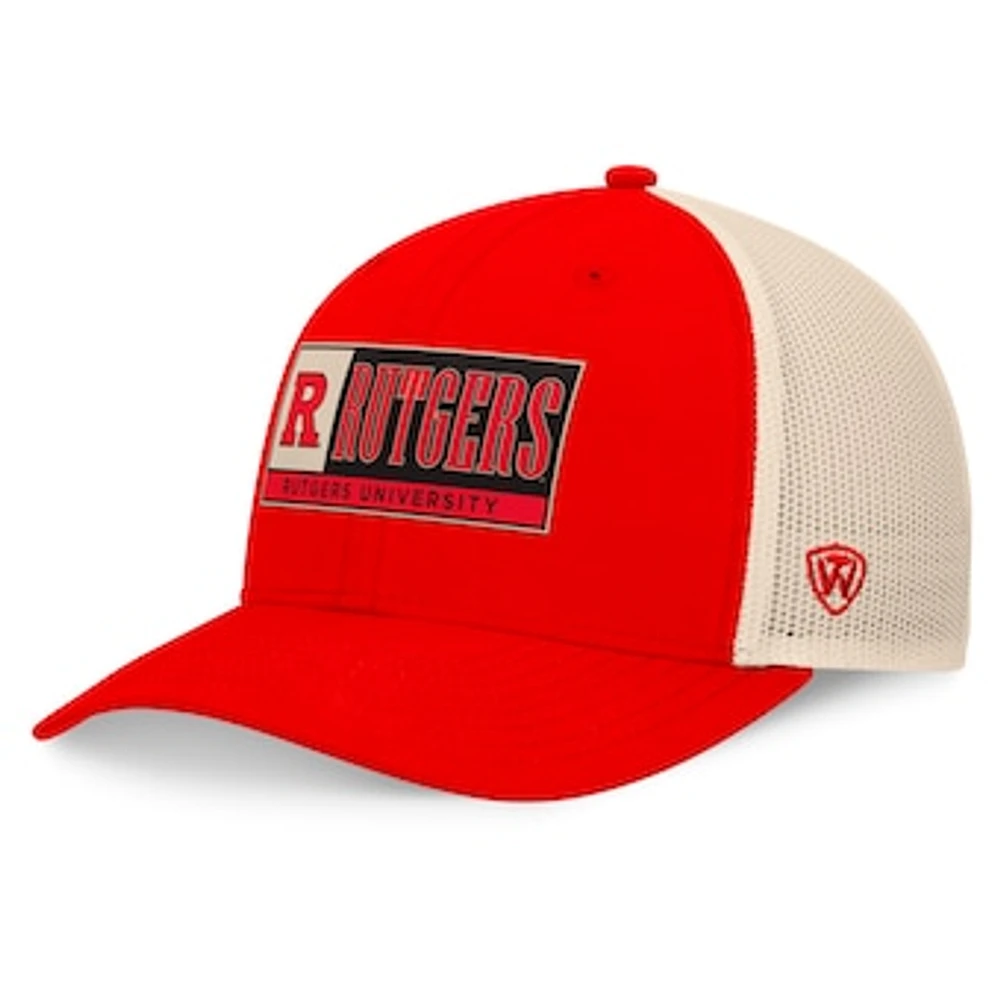 Men's Top of the World Scarlet/Natural Rutgers Scarlet Knights Bennett Trucker Adjustable Hat