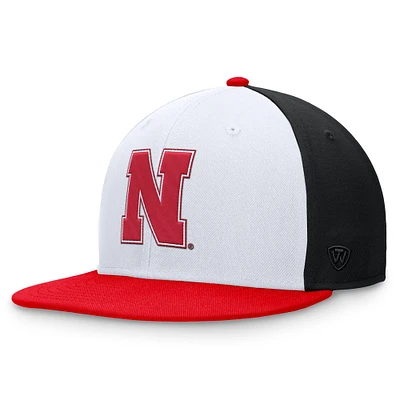 Men's Top of the World White/Scarlet Nebraska Huskers Tri-Tone Heritage Collector Fitted Hat