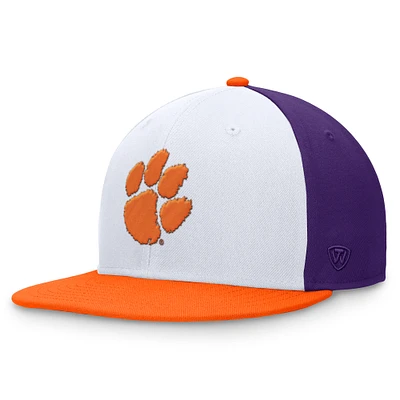 Men's Top of the World White/Orange Clemson Tigers Tri-Tone Heritage Collector Fitted Hat