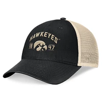 Men's Top of the World Black Iowa Hawkeyes Heritage Waylon Trucker Adjustable Hat