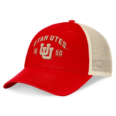 Men's Top of the World Red Utah Utes Heritage Waylon Trucker Adjustable Hat