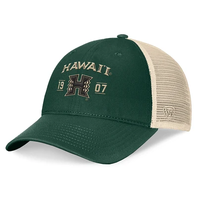 Men's Top of the World Green Hawaii Rainbow Warriors Heritage Waylon Trucker Adjustable Hat