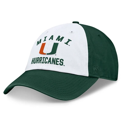 Men's Top of the World White/Green Miami Hurricanes Heritage Weston Adjustable Hat