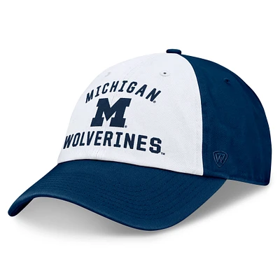 Men's Top of the World White/Navy Michigan Wolverines Heritage Weston Adjustable Hat