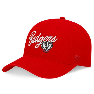 Men's Top of the World Red Wisconsin Badgers Heritage CeeCee Adjustable Hat