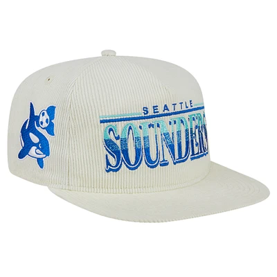 Men's New Era White Seattle Sounders FC Throwback Corduroy Golfer Adjustable Hat