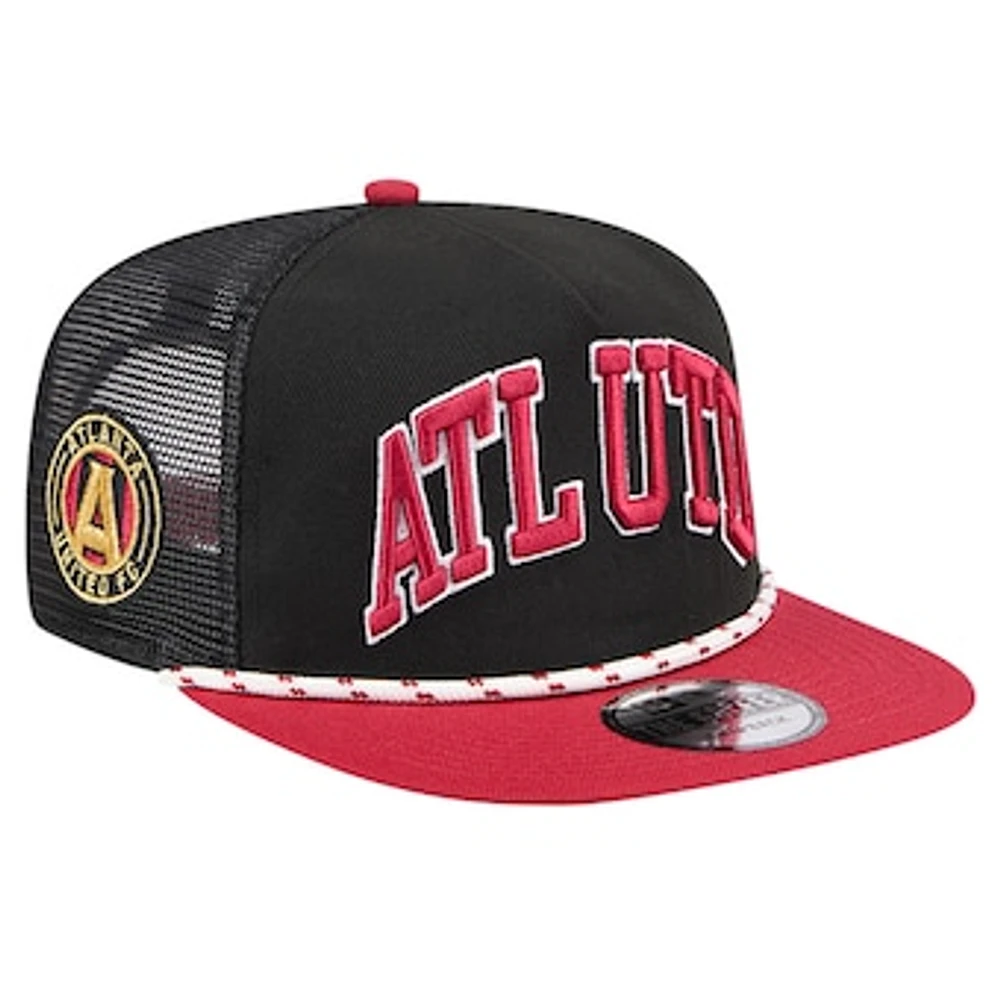 Men's New Era Black Atlanta United FC Throwback Golfer Snapback Hat