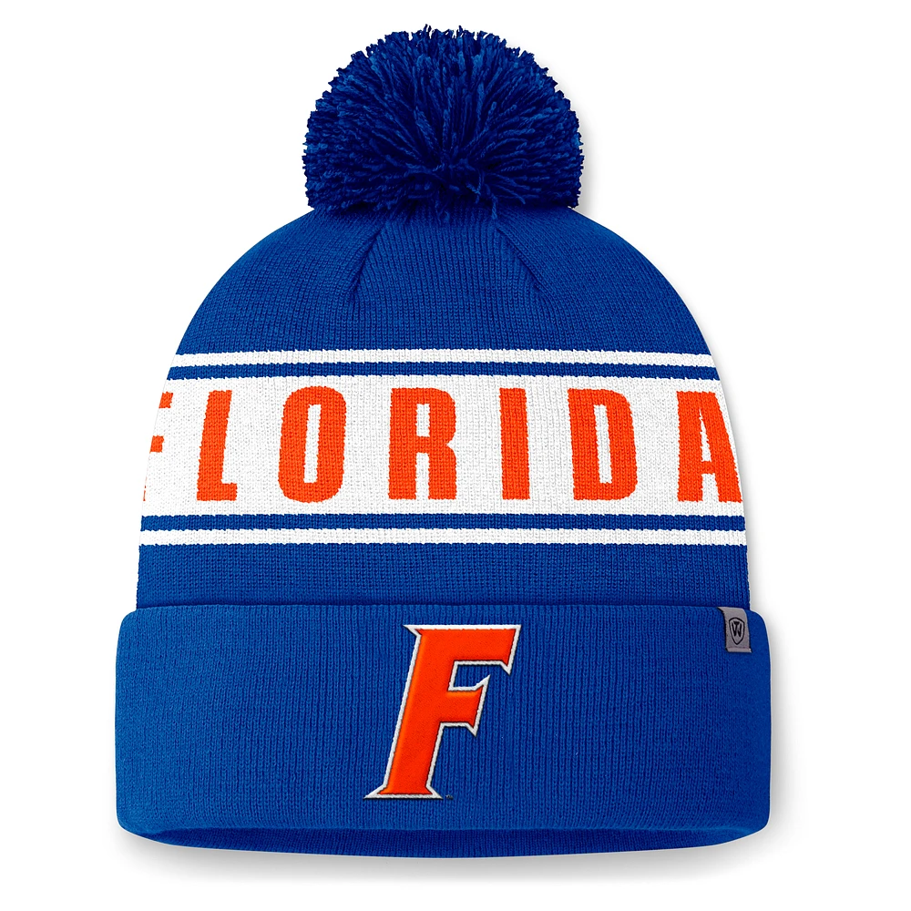 Men's Top of the World Royal Florida Gators Slash Cuffed Knit Hat with Pom