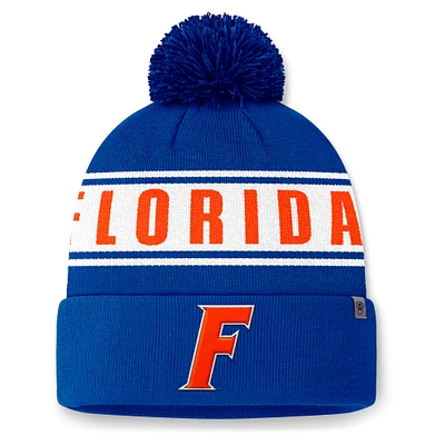 Men's Top of the World Royal Florida Gators Slash Cuffed Knit Hat with Pom