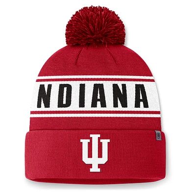 Men's Top of the World Crimson Indiana Hoosiers Slash Cuffed Knit Hat with Pom