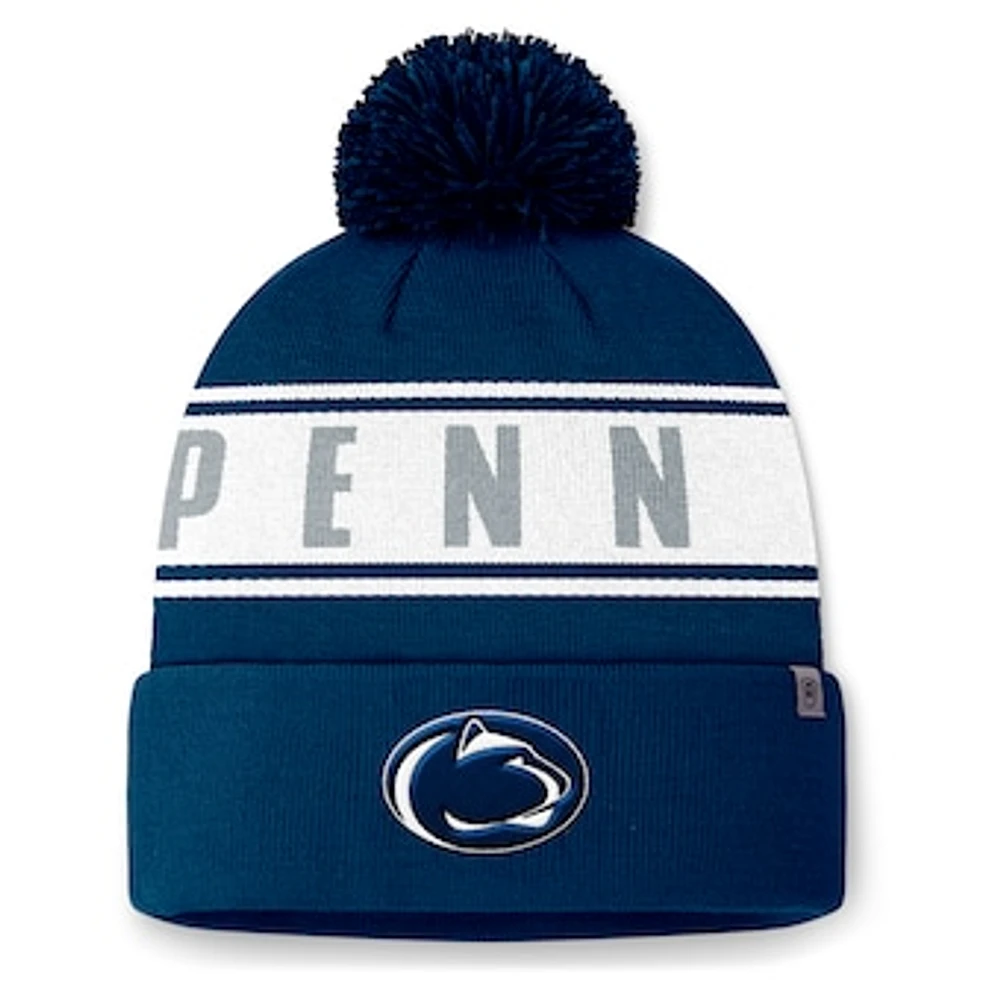 Men's Top of the World Navy Penn State Nittany Lions Slash Cuffed Knit Hat with Pom